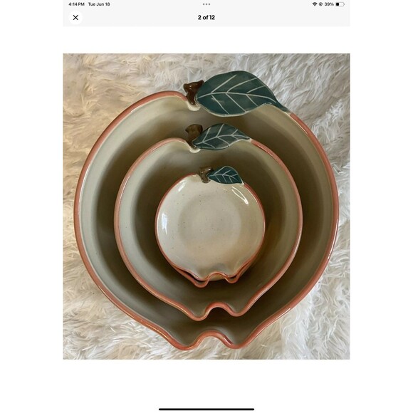 Seagrove Pottery North Carolina Kovack Pottery MK Apple Nesting Bowls VTG 1995 - Picture 2 of 12